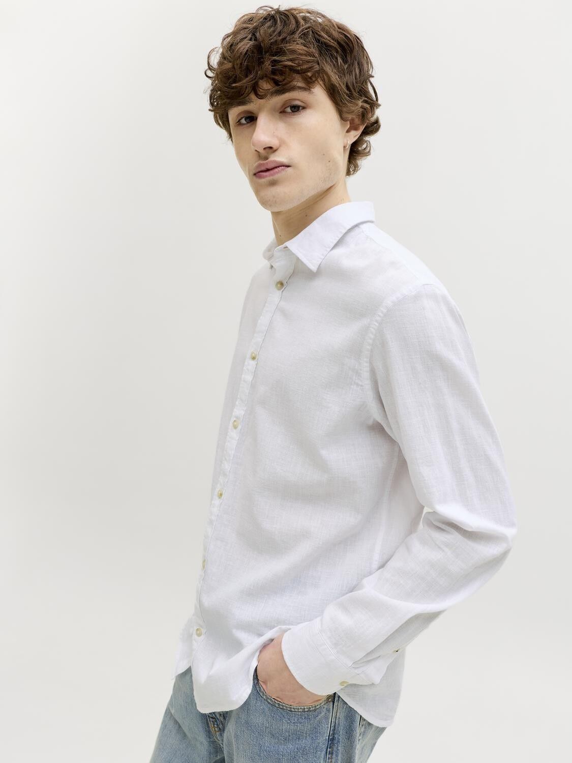 JJESUMMER LINEN BLEND SHIRT L/S SN