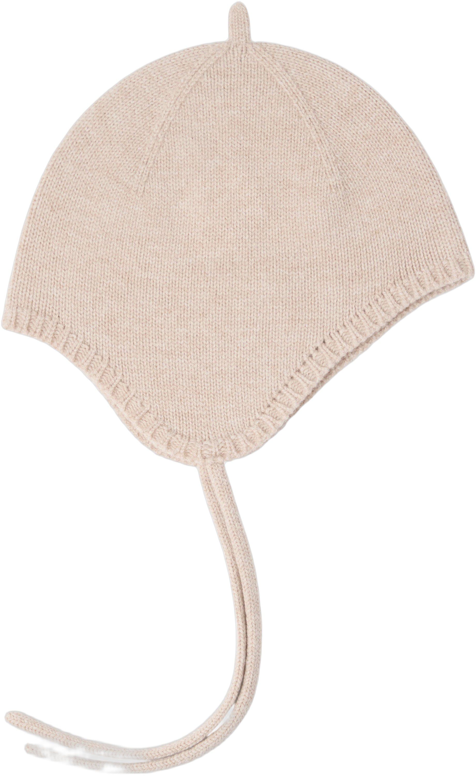 Stickad m&ouml;ssa i mjuk ull med knytb