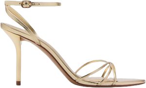 Heeled sandal with crossed straps