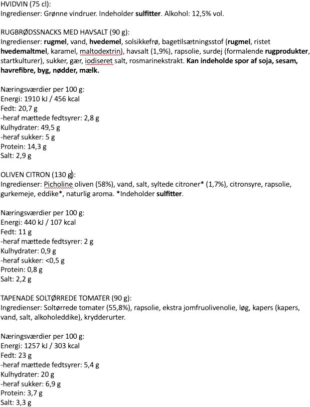 Gave&aelig;ske - Snacks & Wine