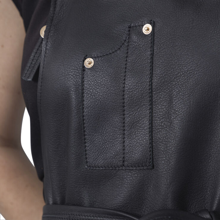 Five Pockets Apron, Slim Fit, Full Grain Leather Black