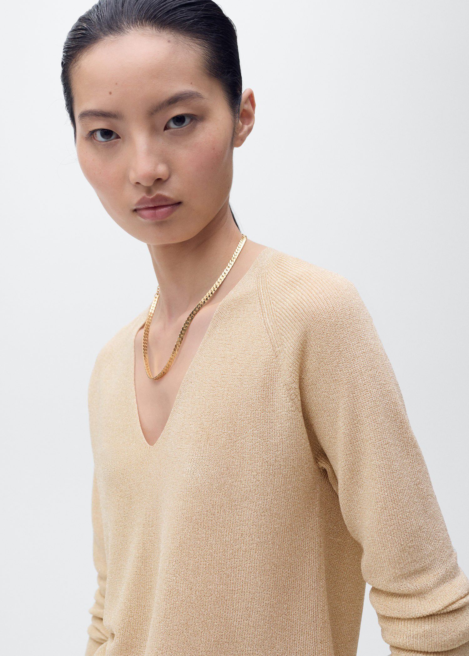 V-neck lurex sweater