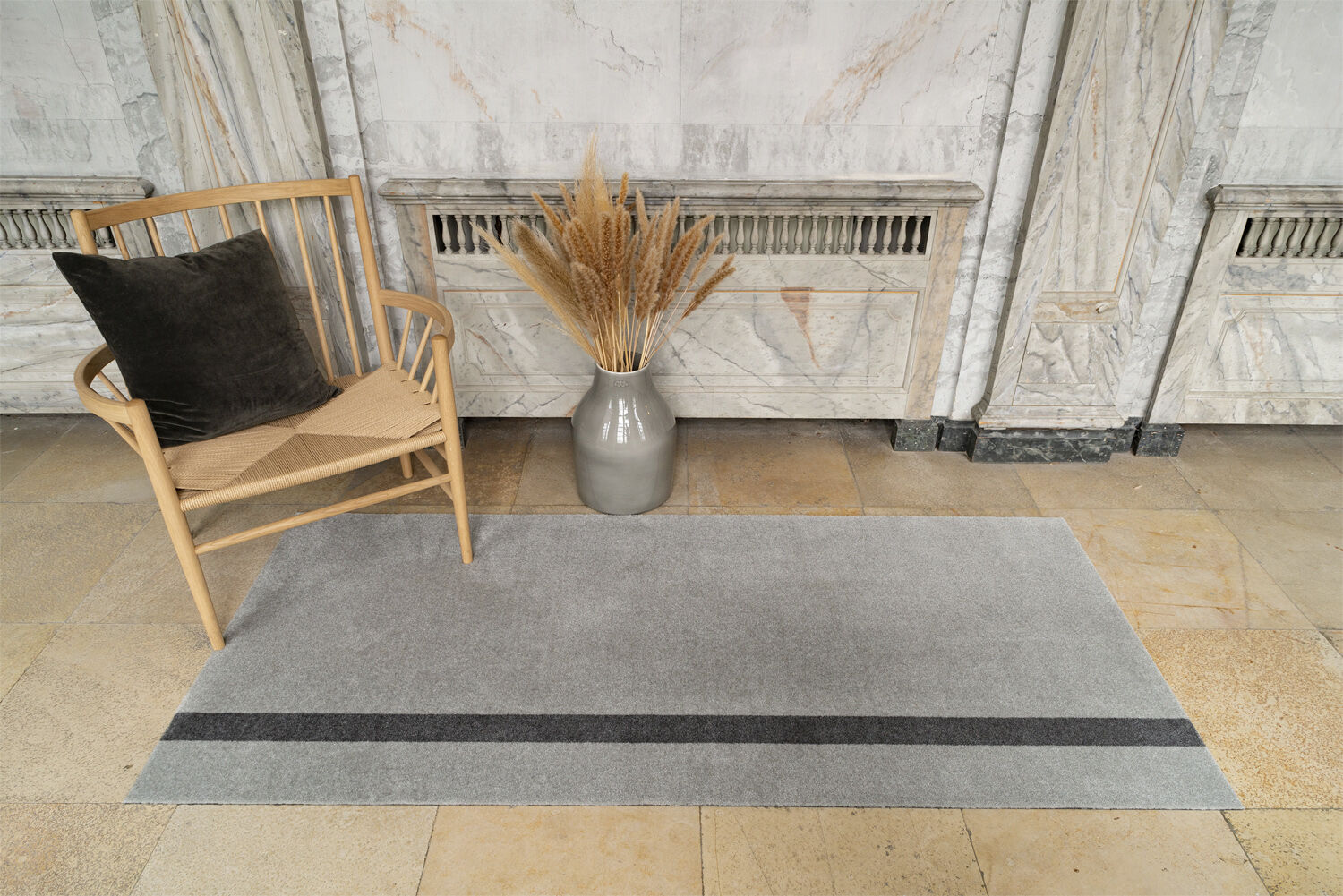 L&oslash;ber, 90x200 cm, stripe vertical lysegr&aring;/steelgrey