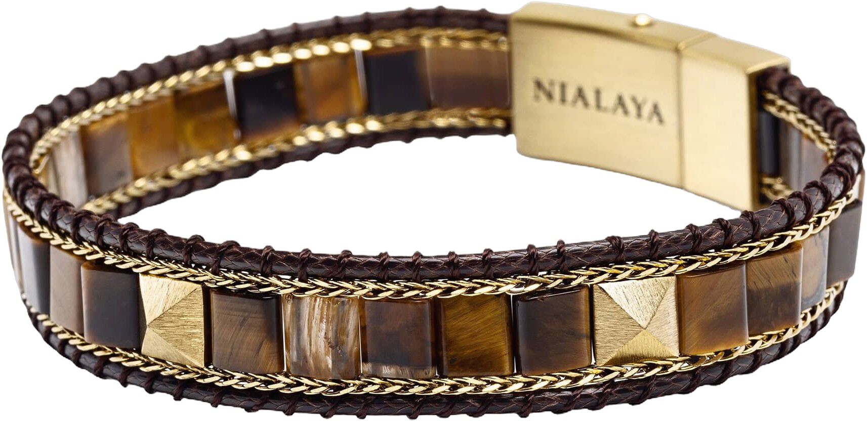 Brown Tiger Eye Stud Bracelet