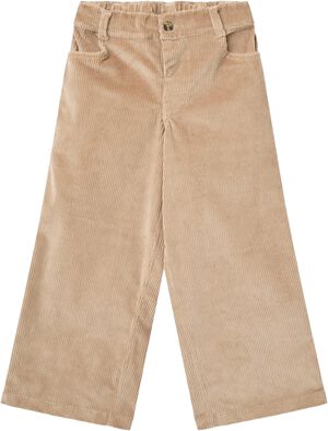 Corduroy Pant w. Wide Leg & Emb. on Backside Pocket
