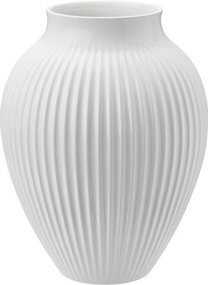Knabstrup, vase, riller hvid, 20 cm
