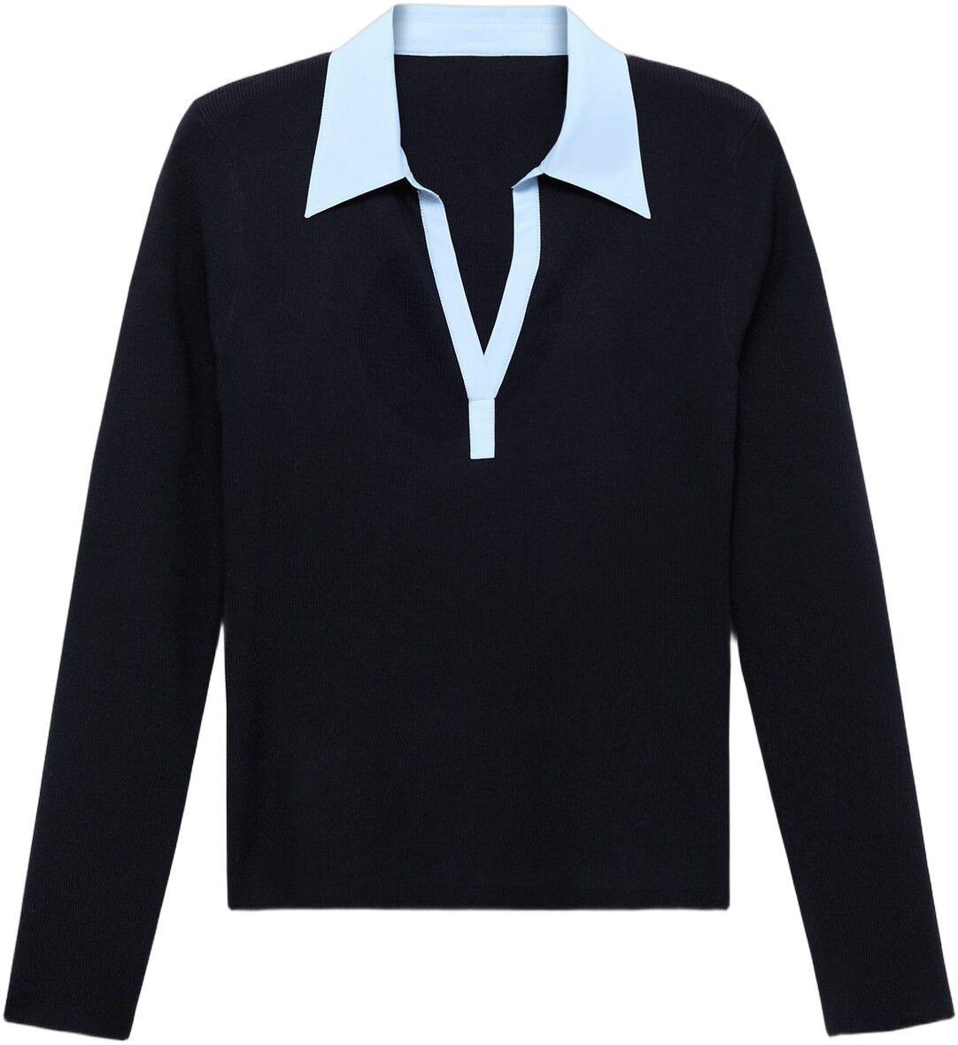 Combined shirt-collar sweater