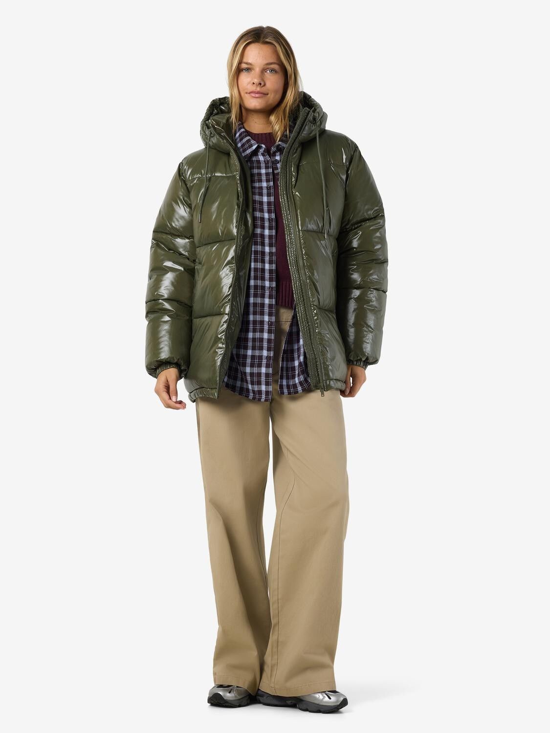 Nmallie Shiny Hood Long Jacket