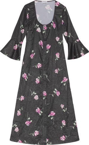 Crinkled Satin Long Kjole