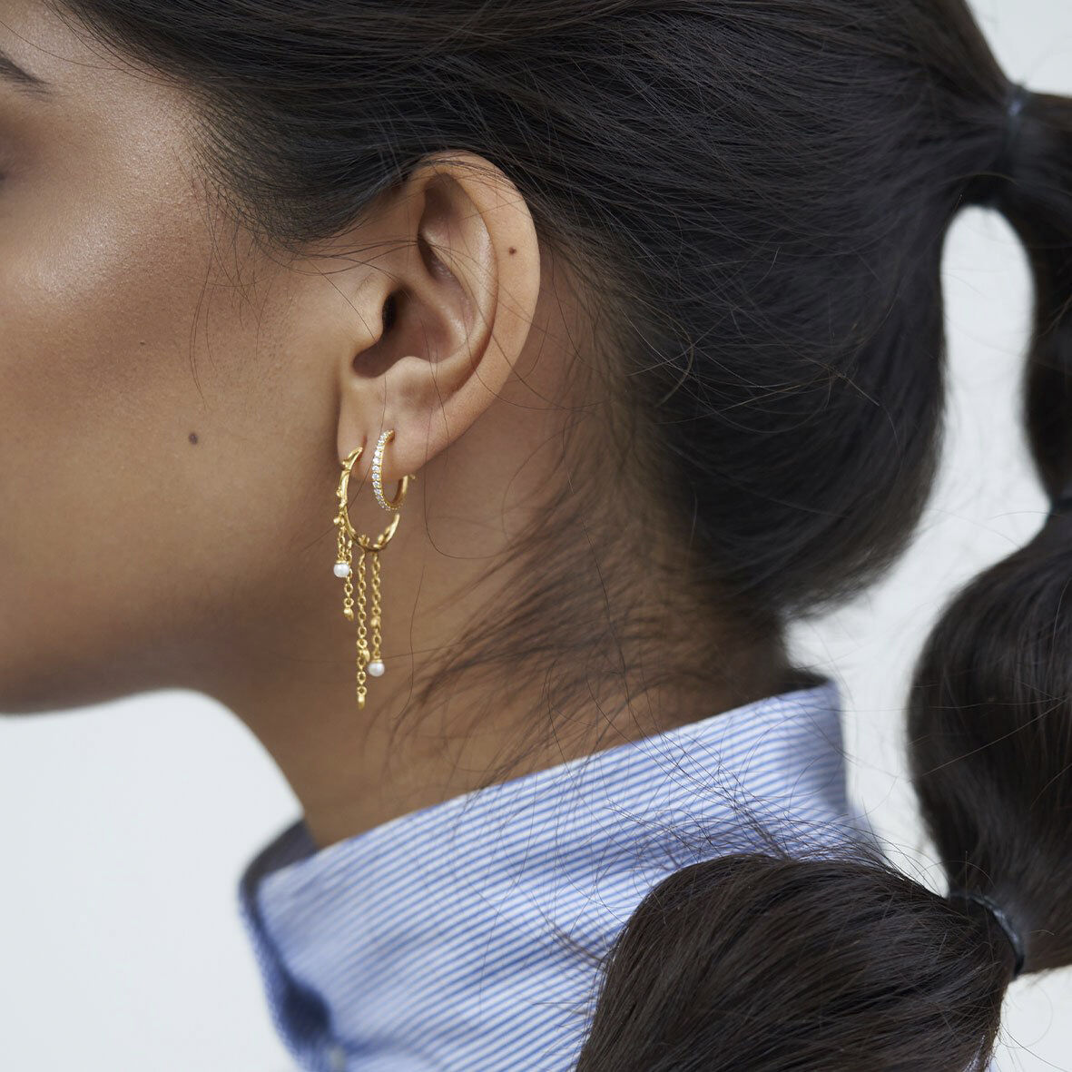 Jungle Ivy pearl hoops