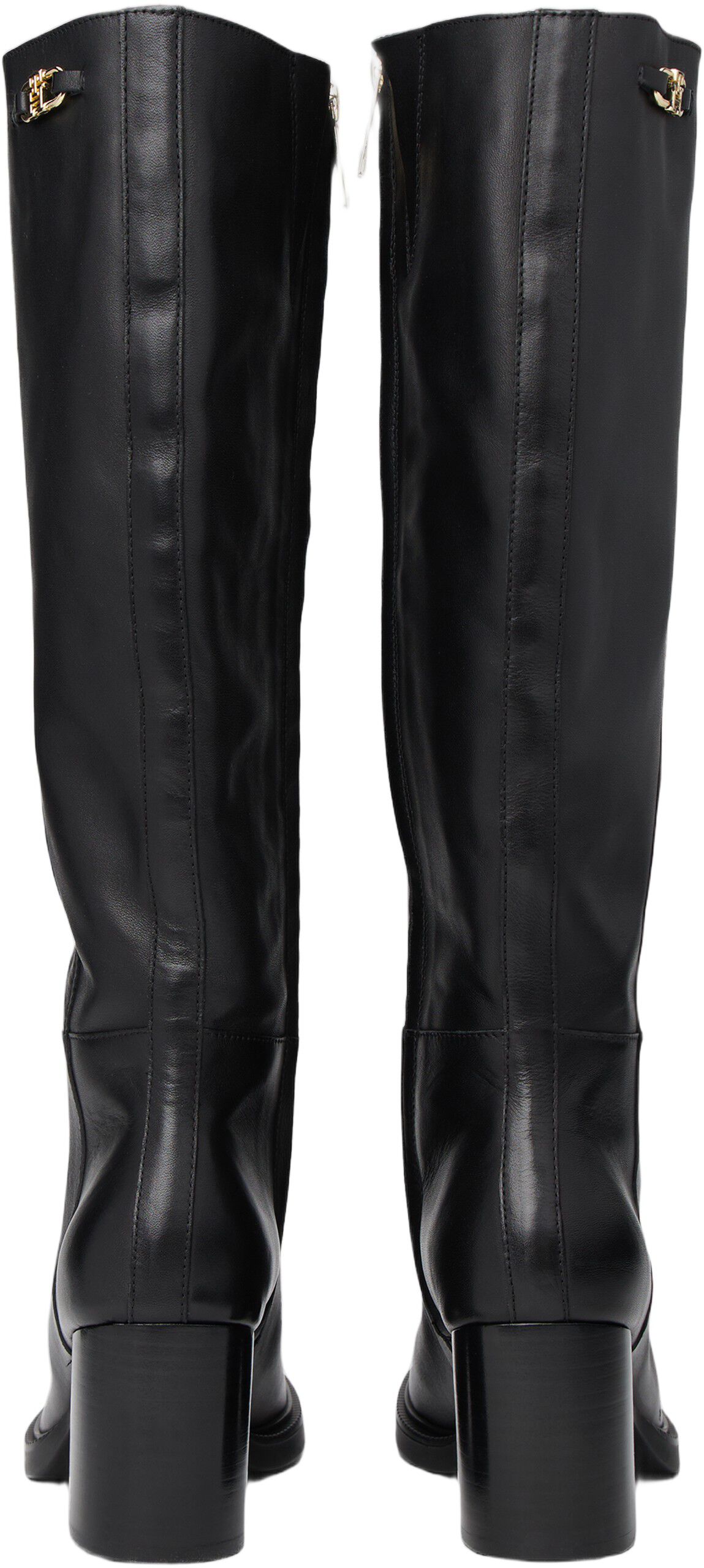 STACKED HEEL LEATHER LONG BOOT