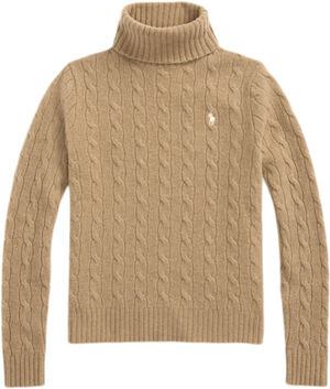 Wool-Cashmere Cable Turtleneck Sweater