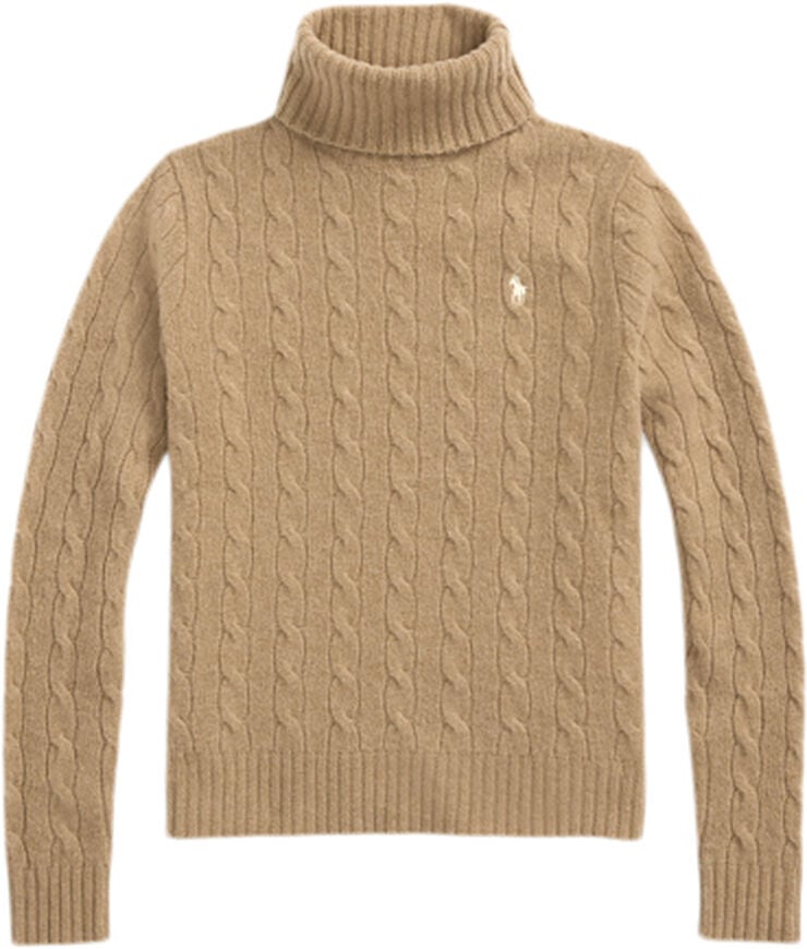 Wool-Cashmere Cable Turtleneck Sweater