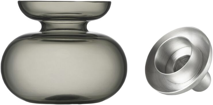 Vase/Lysestage Inu 11 x 10 cm Smoked Grey/Steel