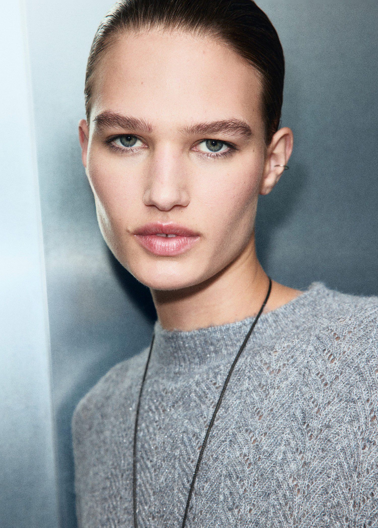 Cable-knit lurex sweater