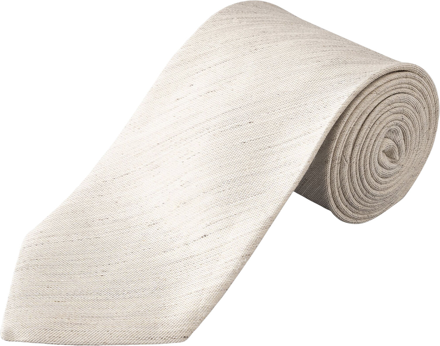 Beige Solid Silk Linen Tie