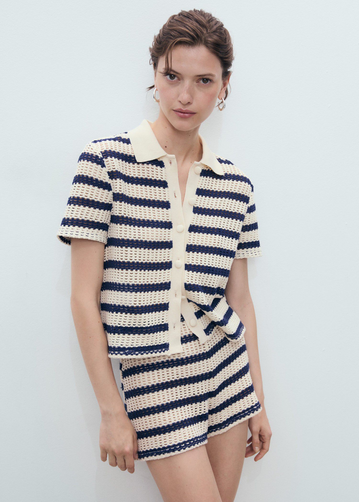 Striped crochet shorts