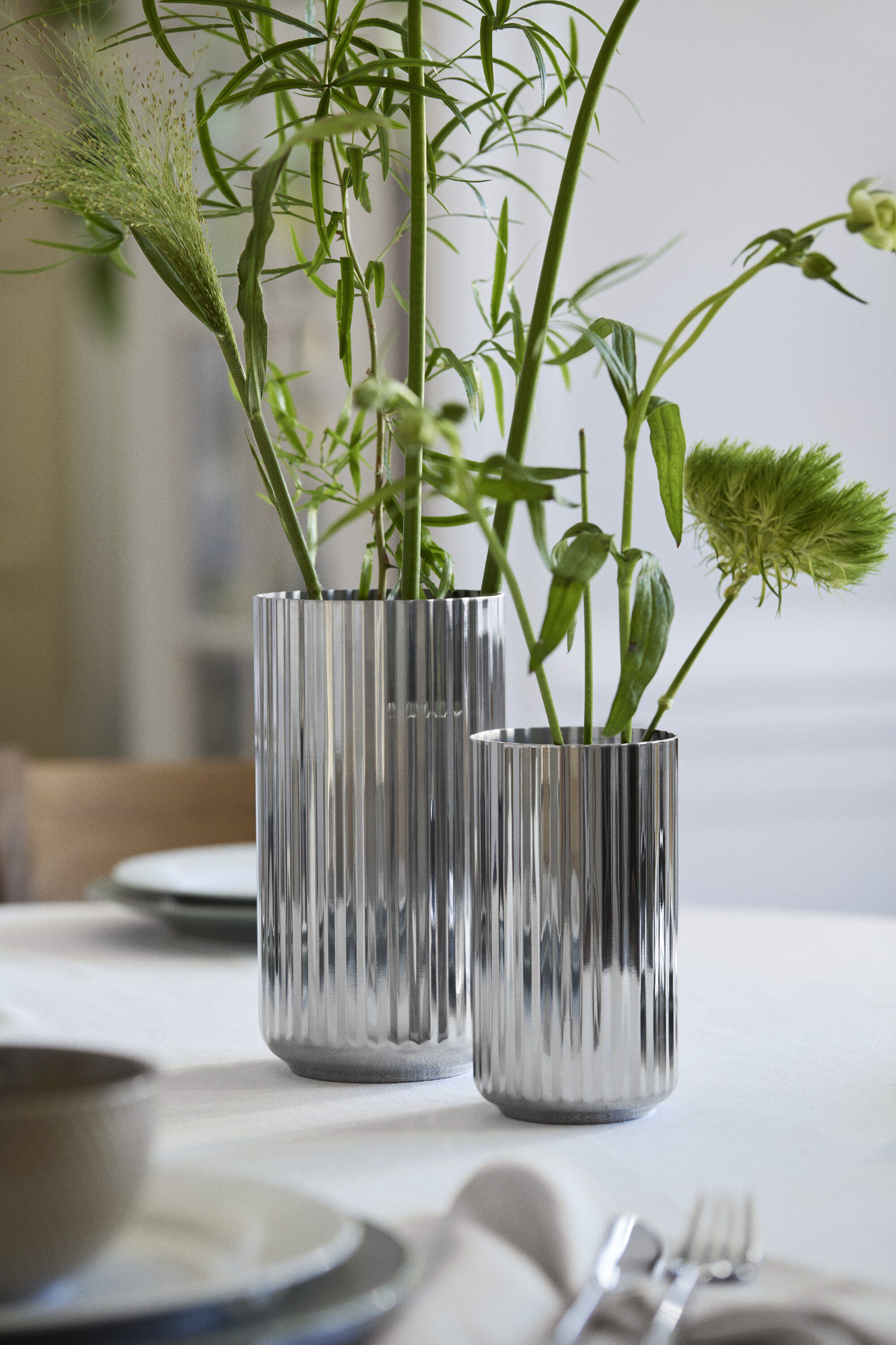 Lyngby Vase H15. 5 cm st&aring;l rustfrit st&aring;l