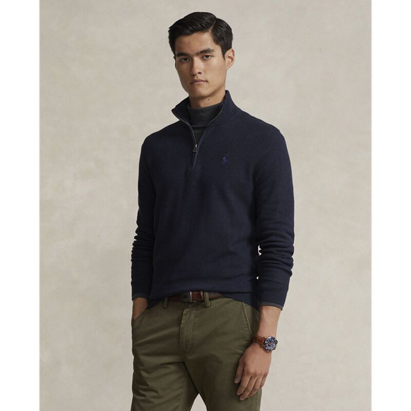 Mesh-Knit Cotton Quarter-Zip Sweater