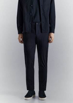 Stretch fabric slim-fit trousers wi