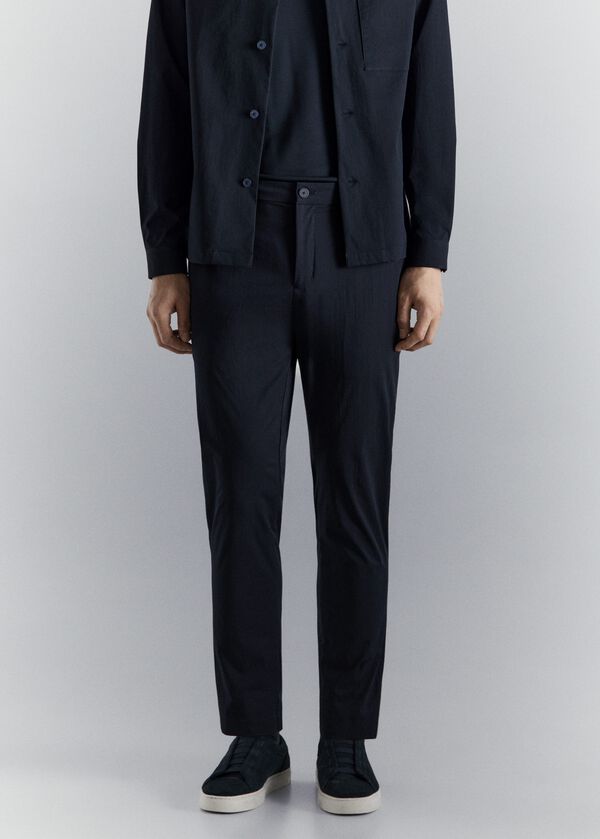 Stretch Fabric Slim-Fit Trousers Wi