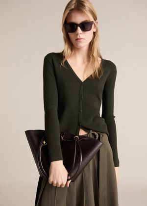 V-neck knitted cardigan