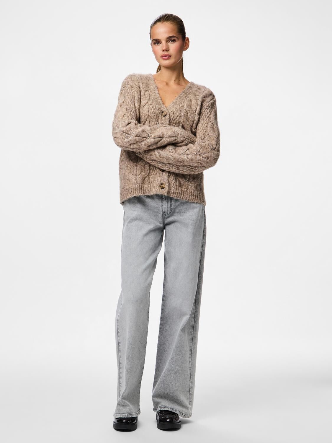 PCNINA LS V-NECK KNIT CARDIGAN NOOS