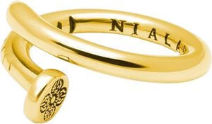 Men's Nail Ring with Dorje Engraving and Gold Finish