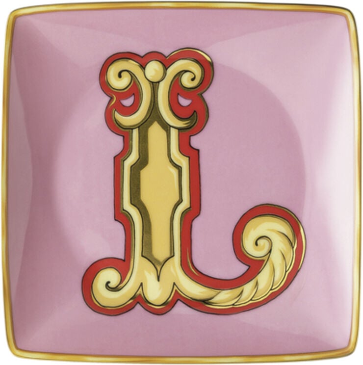 Bowl 12cm sq. flat, Holiday Alphabet L, Versace