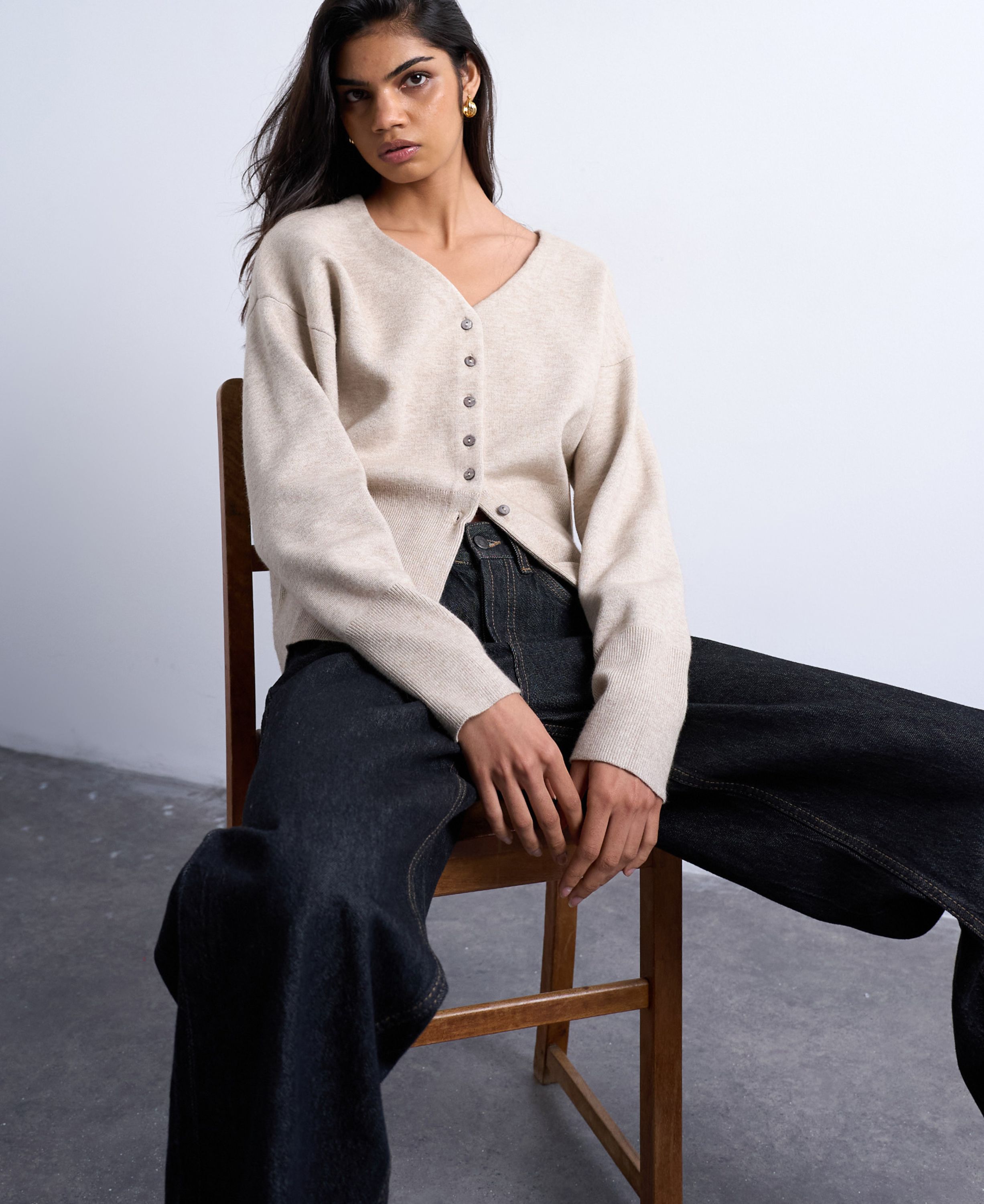 TSSIENNA LS V-NECK CARDIGAN - COTTON