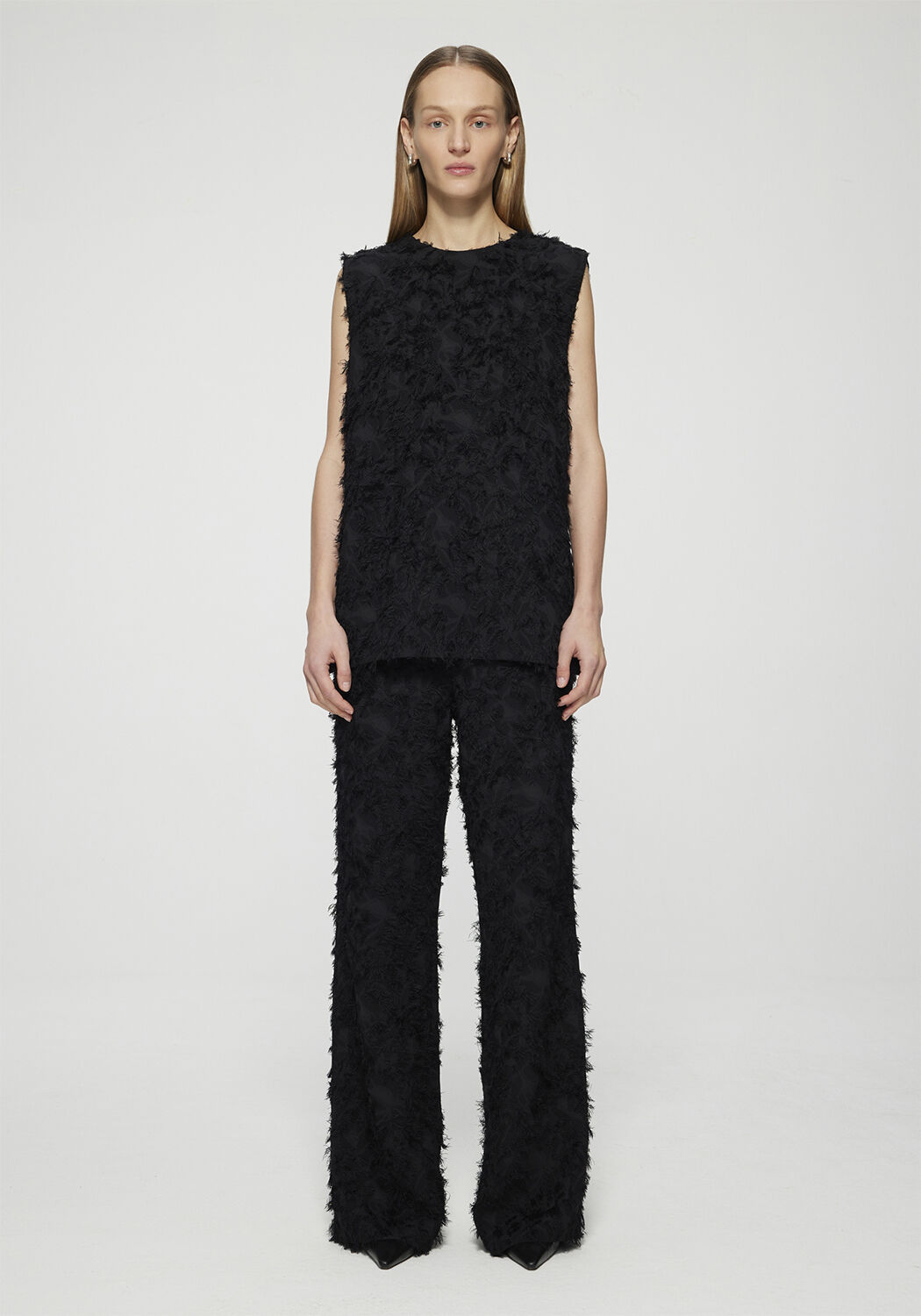 Fringed jacquard top