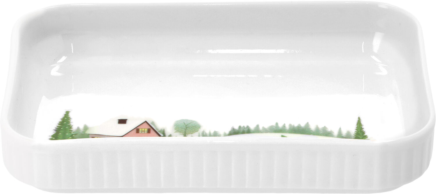 Fad rektangul&aelig;rt Vinter 18 x 12 cm Hvid Ovnfast porcel&aelig;n