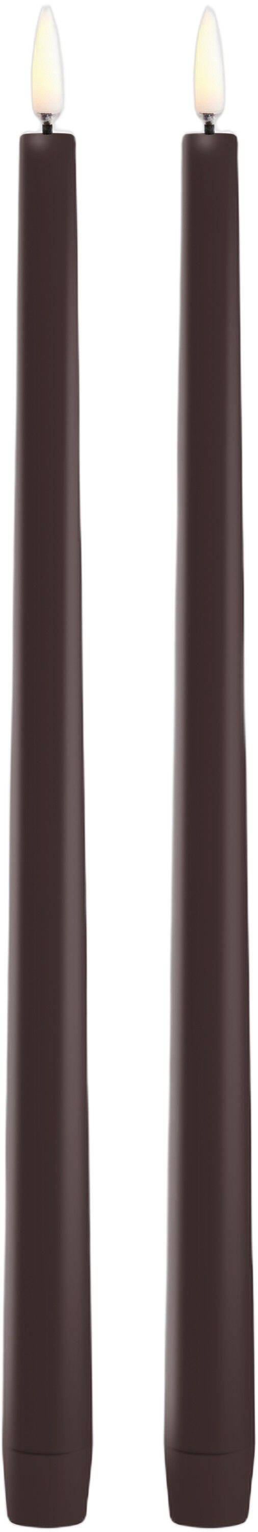 LED slim taper candle, Dusty Mulberry, Smooth, 2-pack, 2,3x3