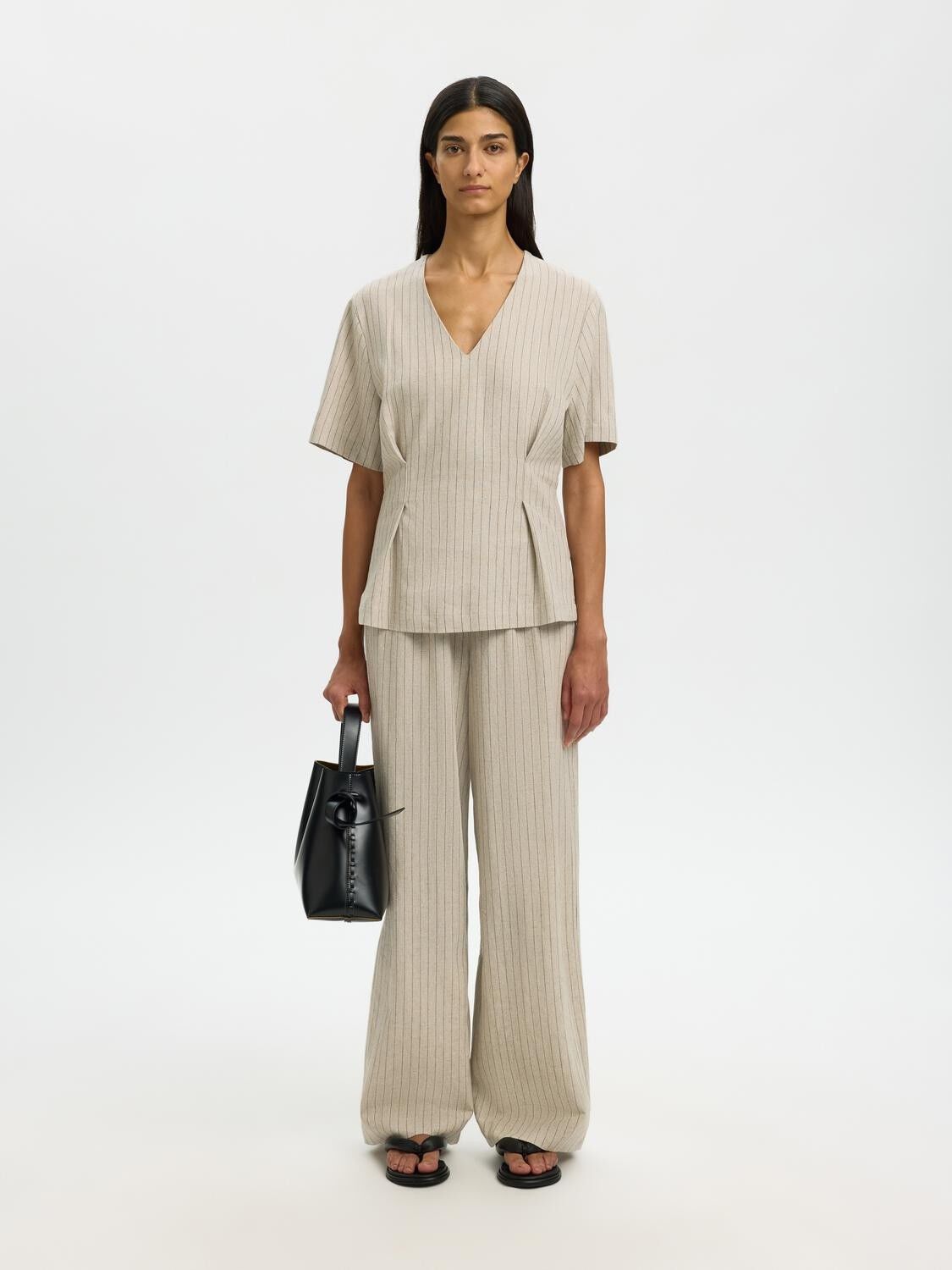 SLFMARIAM MW WIDE LINEN BLEND PANT