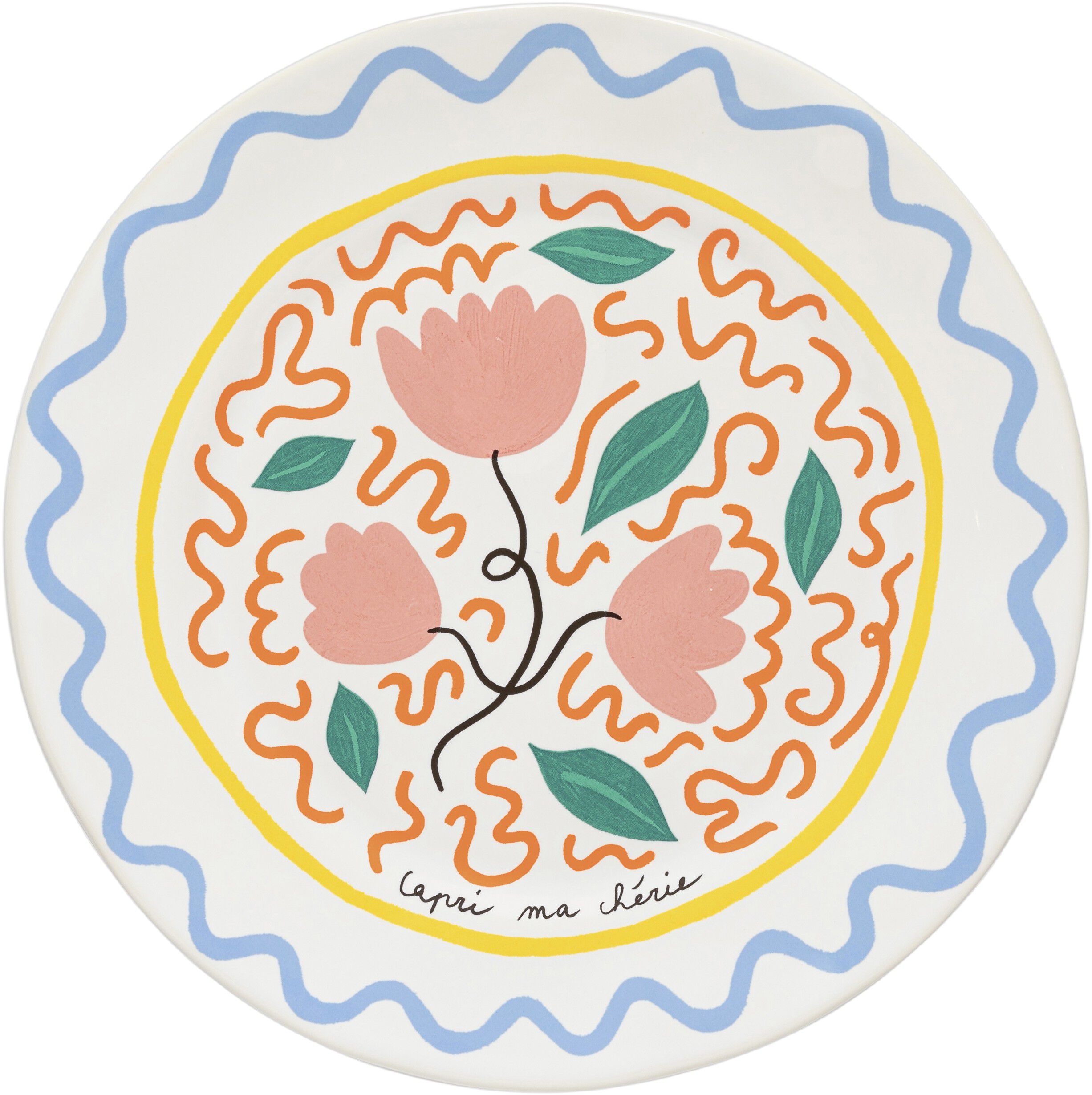 Tallerken flad Bliss 27 cm Rosa/Gul Keramik