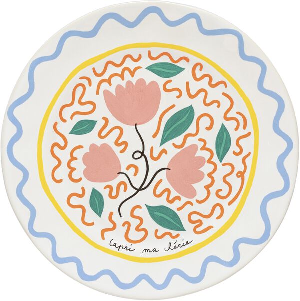 Tallerken flad Bliss 27 cm Rosa/Gul Keramik