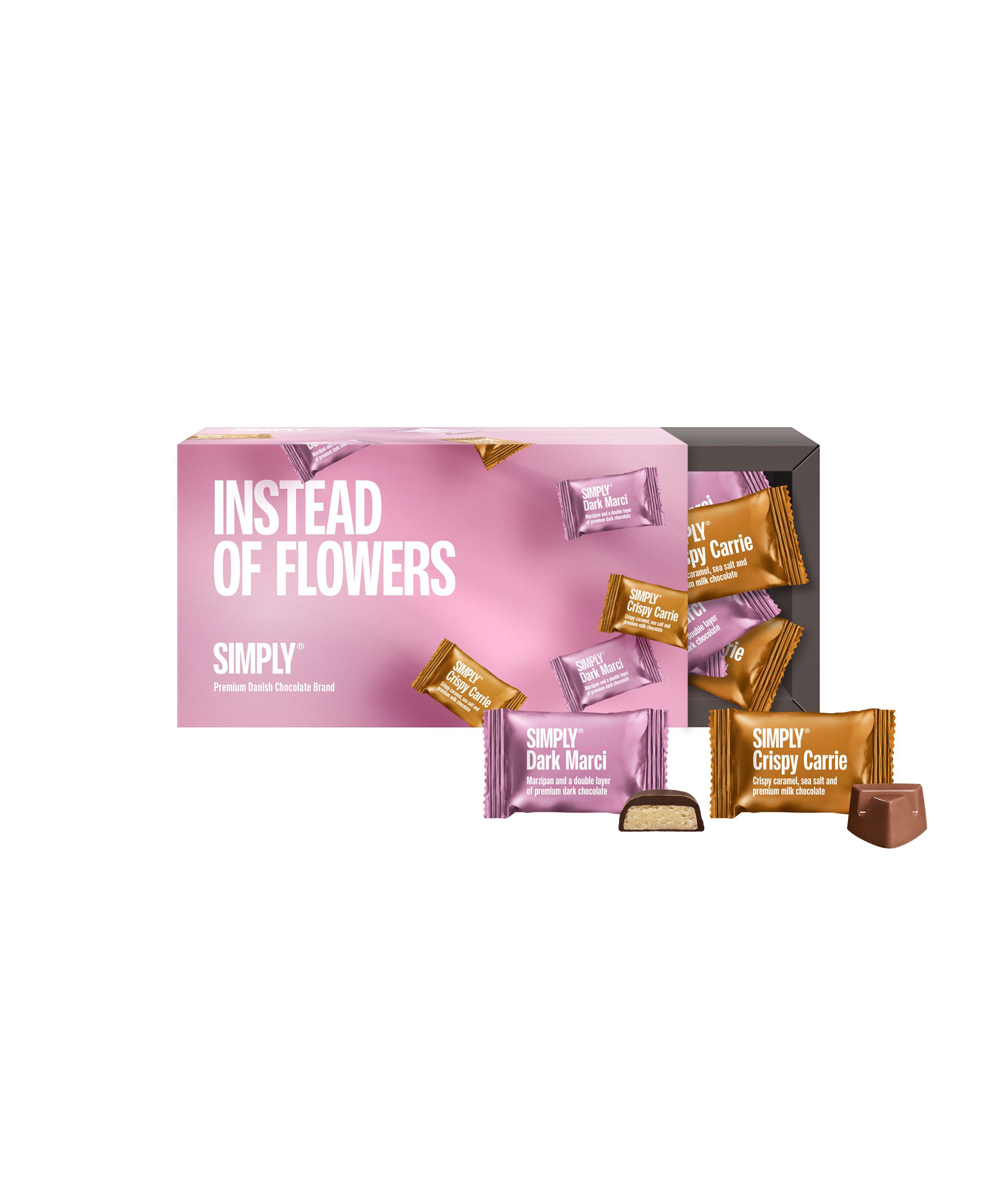 Simply&reg; INSTEAD OF FLOWERS chokolade&aelig;ske (180g)