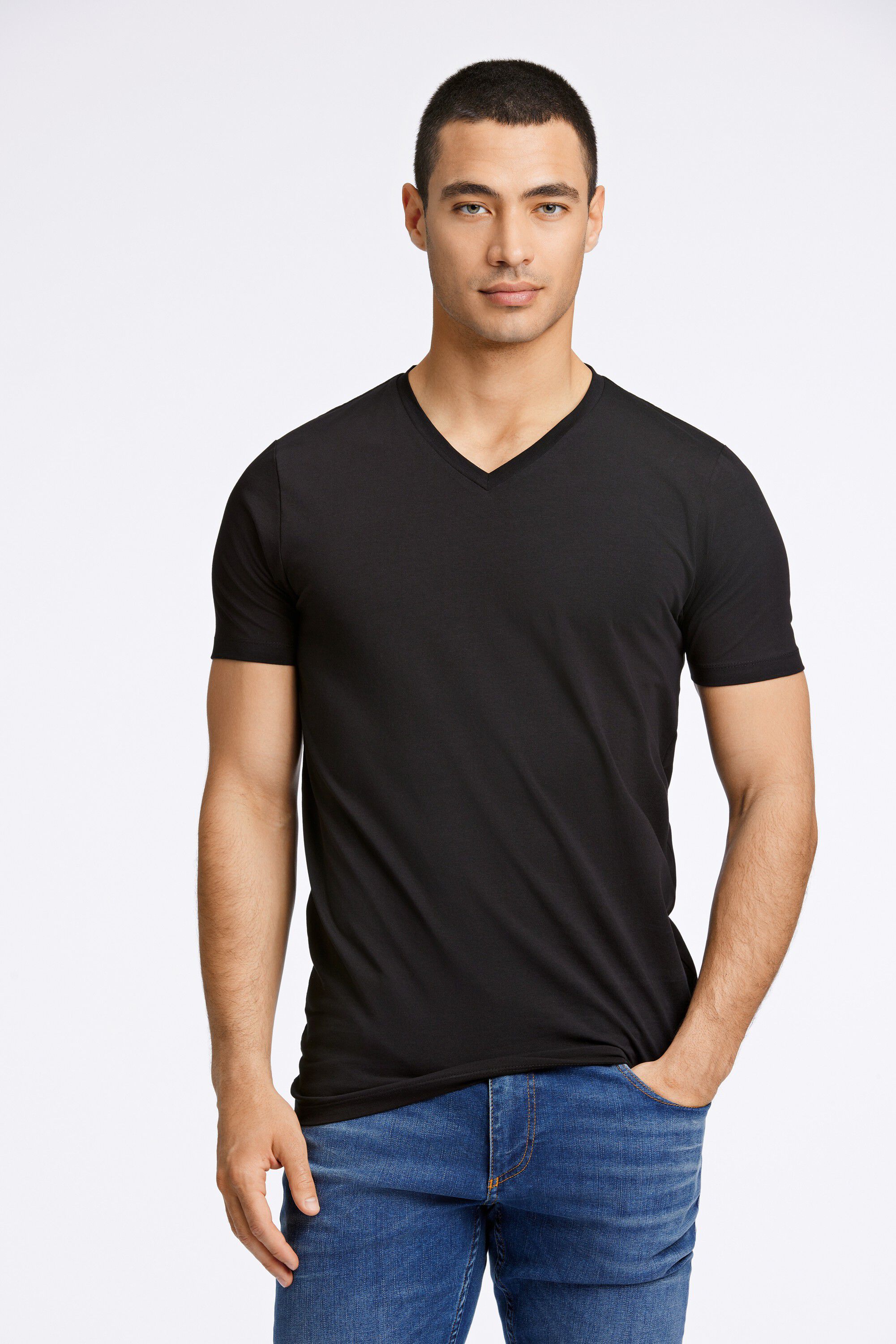 Mens stretch v-neck tee S/S