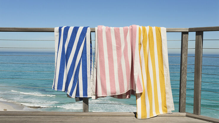 Beach towel 100x180 olympian blue/star white stripe GOTS