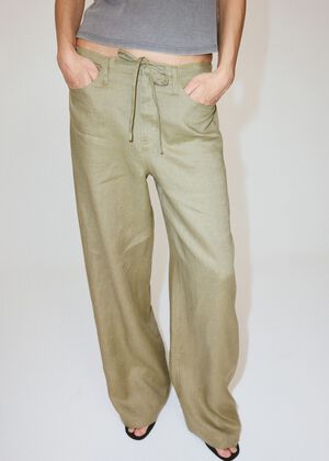 Bow linen trousers
