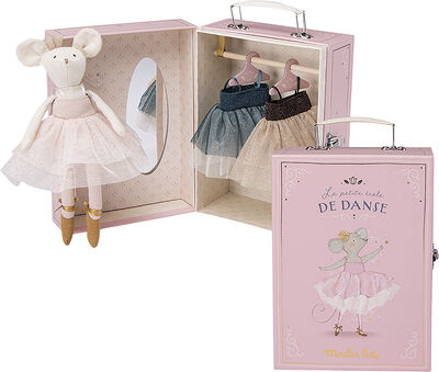Moulin Roty - Ballerina mus i kuffert 26 cm - Suzies gardero