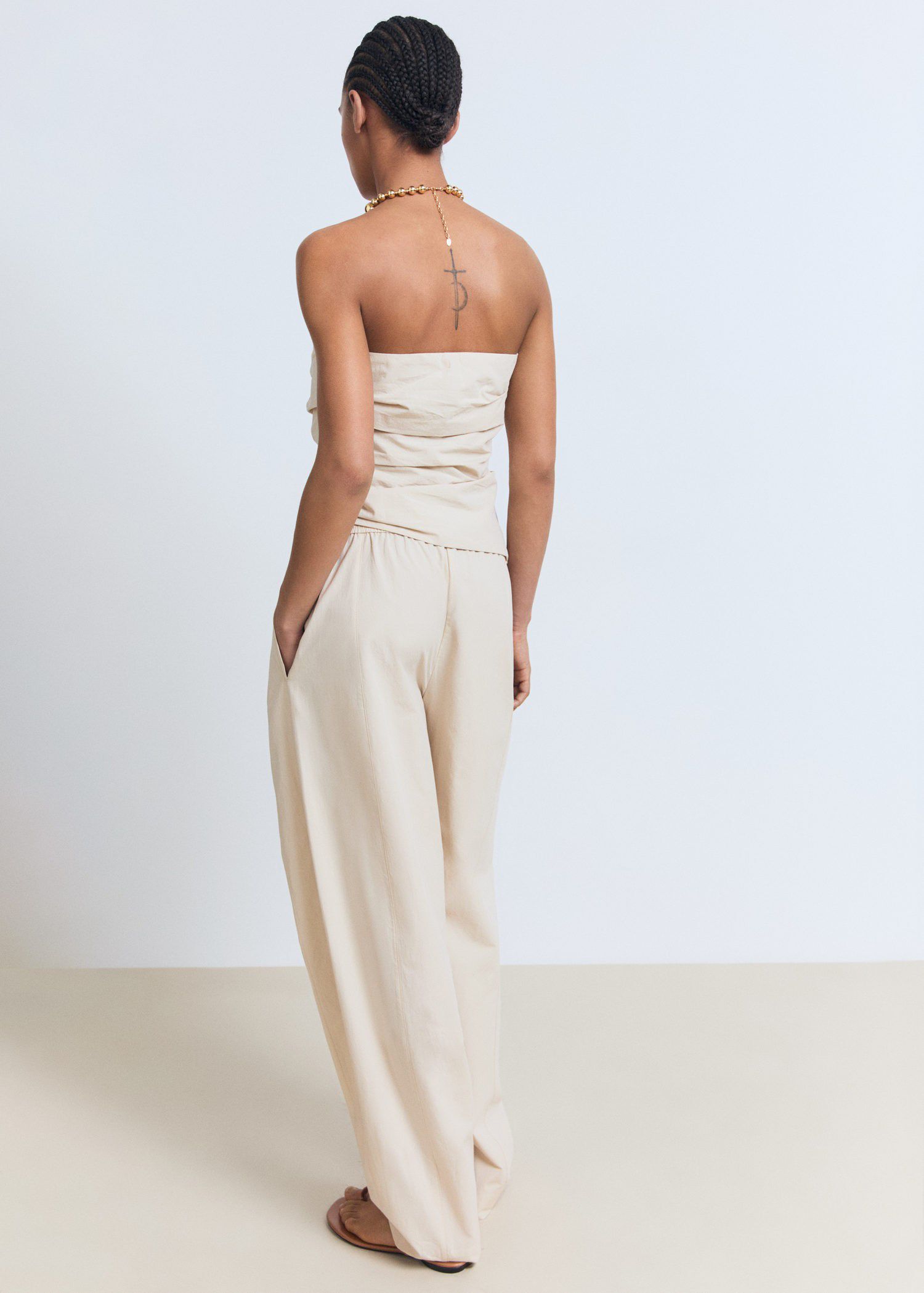 Paper bag cotton trousers