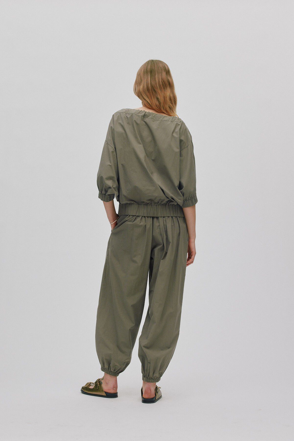 Poplin gathered pants - Iridi