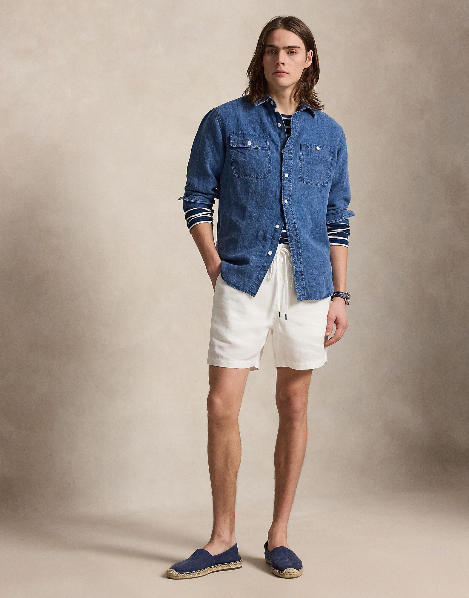 Classic Fit Indigo Linen Workshirt
