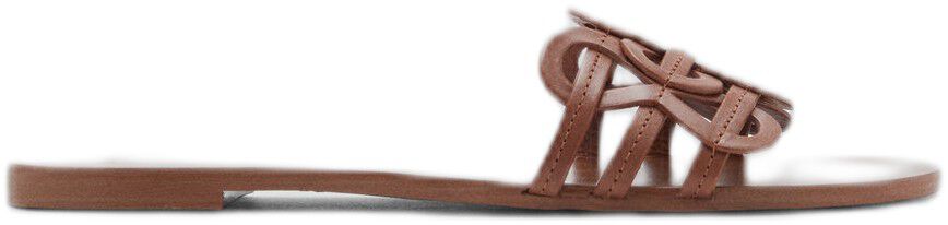 Leather sandals with intertwined st