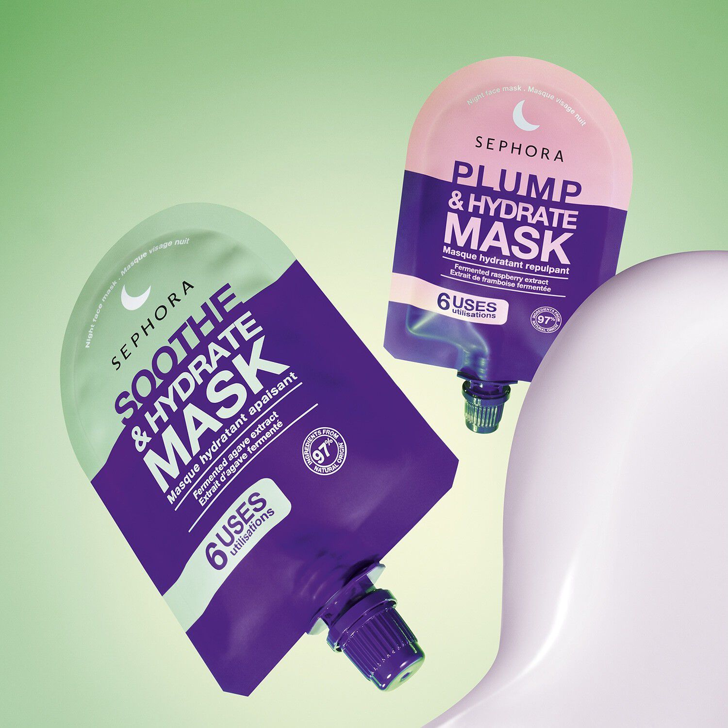 Natmasker - Fugtgivende, omsluttende gelcreme tekstur