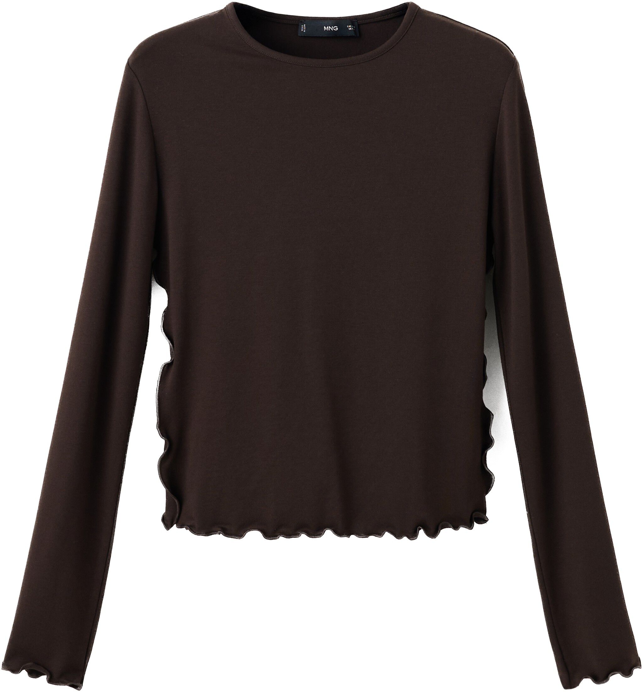 Ribbed T-shirt with scalloped trim