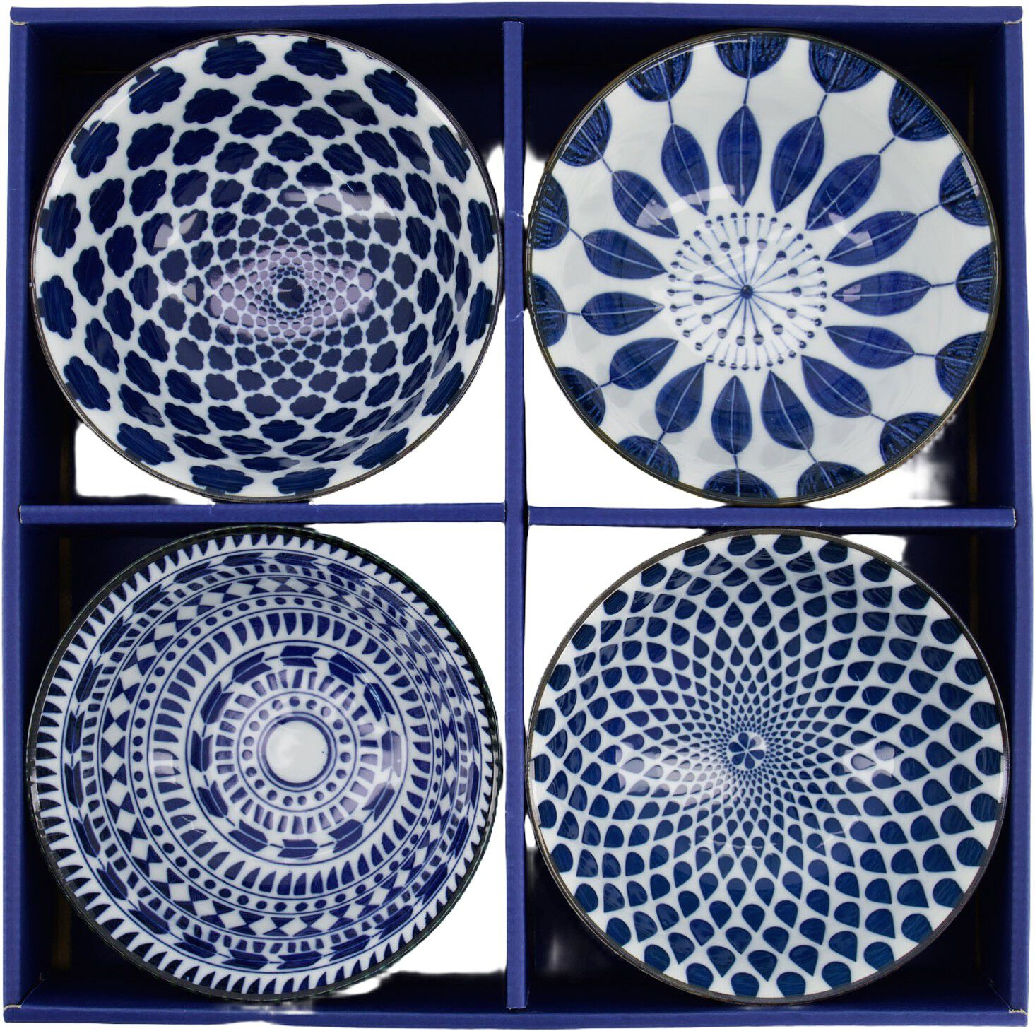 Mixed Bowls Tayo Bowl Giftset 4pcs 15x7cm 500ml Blue/White D