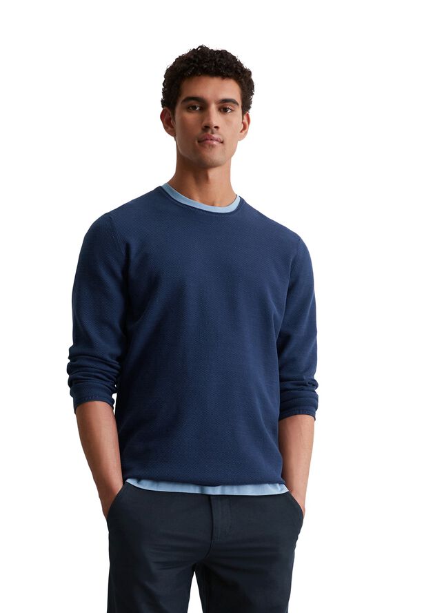 Crewneck, cotton slub, piqué struct