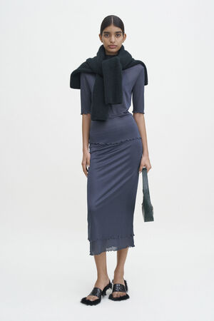Layered Frill Crepe Skirt